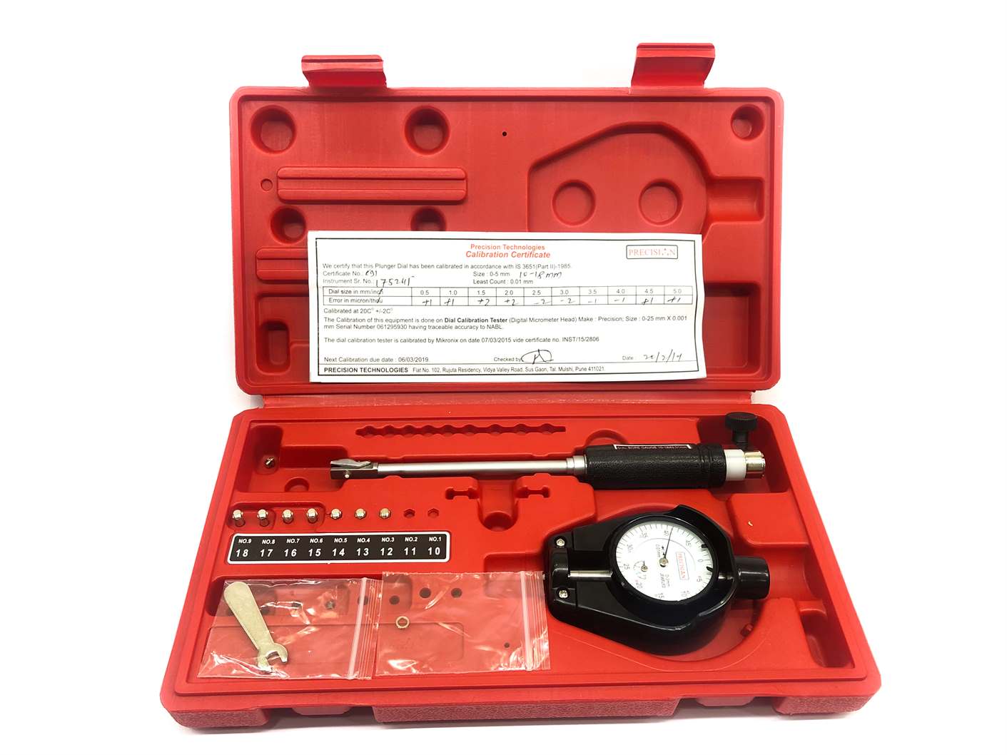 DIAL BORE GAUGE 10 18 5 MM WITH DIAL 0 3MM GRADUATION 0 01MM